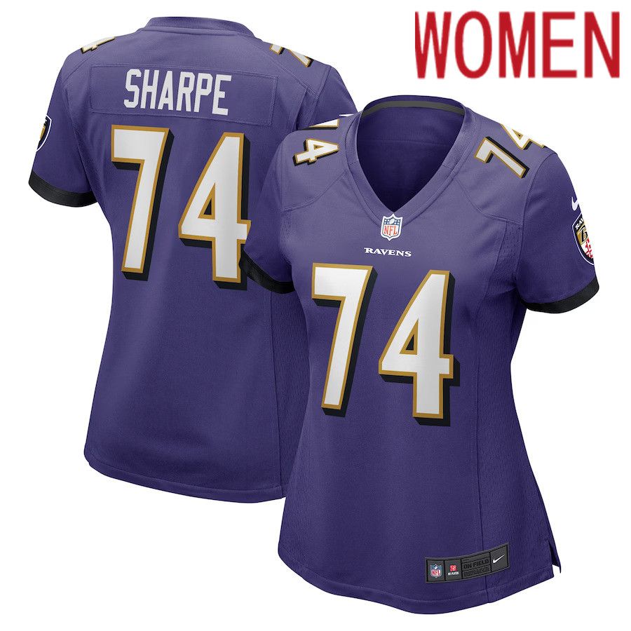 Women Baltimore Ravens #74 David Sharpe Nike Purple Game Player NFL Jersey->women nfl jersey->Women Jersey